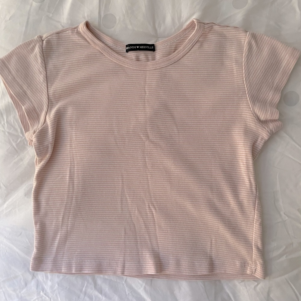 Brandy Melville Baby tee pink striped